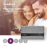 Powerbank met Stoffen Bekleding | 15.000 mAh | 2x USB-A 2 A (Max.) | Grijs Powerbank met Stoffen Bekleding | 15.000 mAh | 2x USB-A 2 A (Max.) | Grijs