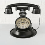 Tafelklok telefoon 25x21cm metaal zwart Tafelklok telefoon 25x21cm metaal zwart