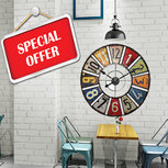 Wandklok - Retro-industrieel - 60 cm Analoog - Multicolor Wandklok - Retro-industrieel - 60 cm Analoog - Multicolor