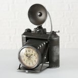 Tafelklok industriële camera - H33cm 1xAA 1,5V - metaal zwart Tafelklok industriële camera - H33cm 1xAA 1,5V - metaal zwart