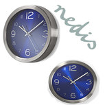 Ronde wandklok | Diameter 30 cm | Blauw & roestvrijstaal Ronde wandklok | Diameter 30 cm | Blauw & roestvrijstaal