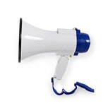Megafoon | 10 W | Bereik van 250 m | Ingebouwde microfoon | Wit / blauw Megafoon | 10 W | Bereik van 250 m | Ingebouwde microfoon | Wit / blauw