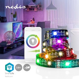 SmartLife LED-strip - Bluetooth - RGB - miljoenen kleuren / Wit / Warm Wit - 2 meter - Zeer veel gebruiksmogelijkheden.