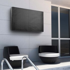 TV-Beschermhoes voor Buiten Scherm afmeting: 55 - 58 " | Houder voor Afstandsbediening / Klittenbandsluiting / Ritsen aan de Zijkant / Waterafstotend / 360° Bescherming | Supreme Quality Oxford | Zwart
