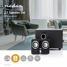 PC / Smartphone / Tablet Speakerset - 2.1 - 33 W - 3,5 mm Male - USB Gevoed - Volumebediening
