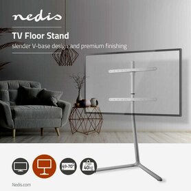 TV Vloerstandaard | 49-70 " | Maximaal schermgewicht: 40 kg | V-shape Design | Anti-omval-riem | Snap-lock | Aluminium / Staal | Wit