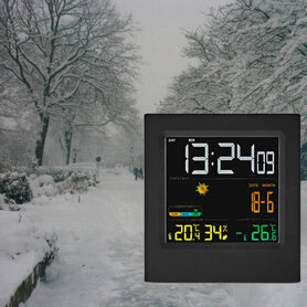 Weerstation | Binnen & Buiten | Inclusief draadloze weersensor | Weersvoorspelling | Tijdweergave | LED-Scherm | Wekkerfunctie