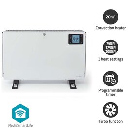 SmartLife Convectorkachel Wi-Fi - 3 Warmte Standen - LCD Display - 5 - 37 °C - Instelbare thermostaat - Wit