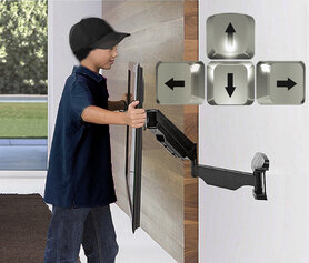 Tv beugel draaibaar - kantelbaar en in hoogte verstelbaar. Max muurafstand: 56,5 cm - max 55 inch -Max. 30 Kg.