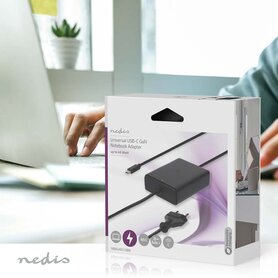 Notebook-Adapter GaN | 45 W | 5 / 9 / 12 / 15 / 20 V DC | 2.25 / 2.33 / 2.92 / 3.0 A | Gebruikt voor: Notebook / Smartphone / Tablet | Euro / Type-C (CEE 7/16)