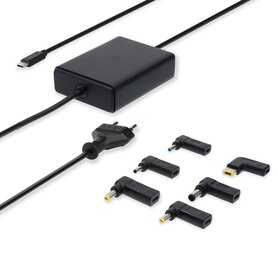 Notebook-Adapter GaN | 65 W | 5 / 9 / 12 / 15 / 20 V DC | 2.4 / 3.0 / 3.25 A | Gebruikt voor: Notebook / Smartphone / Tablet | Euro / Type-C