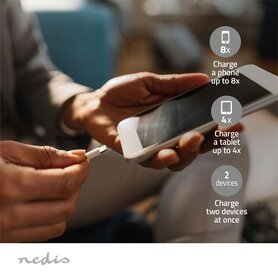 Powerbank 30000 mAh - 1.5 / 2.0 / 3.0 A - Outputs: 2 - Output: 1x USB-A / 1x USB-C™ - Inputs: 1x Micro USB / 1x USB-C™ - PD3.0 20W - Lithium-Polymeer