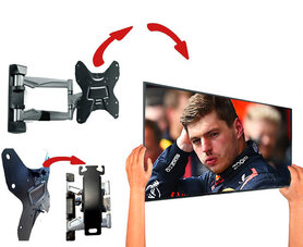 Makkelijk afneembare muurbeugel - Aluminium - Draai, zwenk en kantelbaar, Max. 30 kg. 