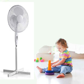 Staande ventilator - Minimaal geluid - Diameter 40 cm - 3 snelheden - Oscillatiefunctie - Wit