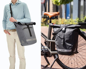 Waterproof Beagles Originals 2-in-1 Fietstas - Schoudertas - Schouderband - Waterafstotend - Kleur: Grijs