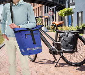 Waterproof Beagles Originals 2-in-1 Fietstas - Schoudertas - Schouderband - Waterafstotend- Kleur: Kobalt