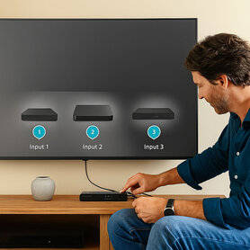 HDMI™-Switch 3 poort(en) | 3x HDMI™ Input | 1x HDMI™ Output | 4K@60Hz | 18 Gbps | Afstandsbediening | Metaal | Antraciet