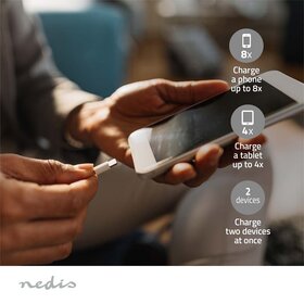 Powerbank 30000 mAh - 1.5 / 2.0 / 3.0 A - Outputs: 2 - Output: 1x USB-A / 1x USB-C™ - Inputs: 1x Micro USB / 1x USB-C™ - PD3.0 20W - Lithium-Polymeer