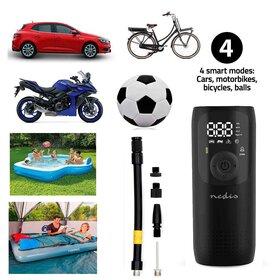 Oplaadbare luchtcompressor - 0.1 - 10.3 Bar - Standen: Auto / Motor / Fiets / Bal - Luchtdruk meter