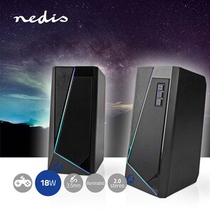 Gaming Speaker Speaker-kanalen: 2.0 | USB Gevoed | 3,5 mm Male | 18 W | LED | Volumebediening