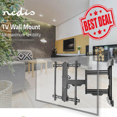 Full-Motion TV-muurbeugel - 37 - 100" - Max. 70 kg - 6 scharnierpunten - Max. muurafstand 80 cm.