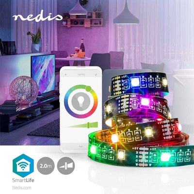 SmartLife LED-strip - Bluetooth - RGB - miljoenen kleuren / Wit / Warm Wit - 2 meter - Zeer veel gebruiksmogelijkheden.
