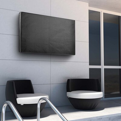 TV-Beschermhoes voor Buiten Scherm afmeting: 55 - 58 " | Houder voor Afstandsbediening / Klittenbandsluiting / Ritsen aan de Zijkant / Waterafstotend / 360° Bescherming | Supreme Quality Oxford | Zwart