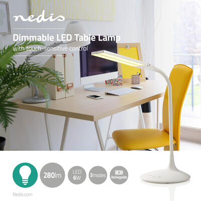 LED-Tafellamp - Bureaulamp - Oplaadbaar - Dimbaar -  Aanraakbediening - 3 lichtstanden - Superzuinig - 280 lm