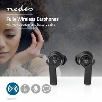 Volledig Draadloze Oordopjes | Bluetooth® | Maximale batterijduur: 3.5 uur | Drukbediening | Charging case | Ingebouwde microfoon | Ondersteuning voor spraakbesturing | Ear Wings | Zwart