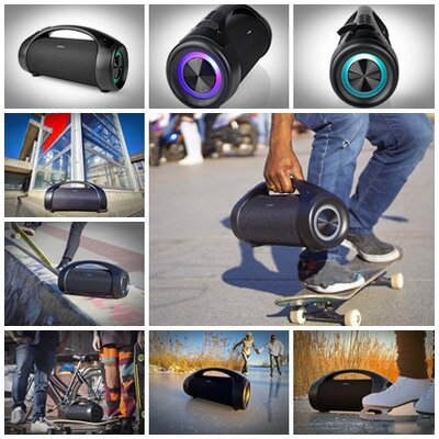 Bluetooth® Party Boombox | 6 uur | 2.0 | 120 W | Media afspeelmogelijkheden: AUX / USB | IPX5 | Koppelbaar | Handgreep | Feestverlichting | Zwart