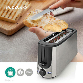 Broodrooster | Roestvrij Stalen Serie | 1 Sleuf | Bruining niveaus: 6 | Ontdooifunctie | Broodjesrek | Aluminium