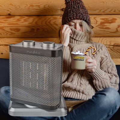 Keramische PTC-Ventilatorkachel - 2 Verwarmingsmodi - Instelbare thermostaat - Draait automatisch - Oververhittingsbeveiliging - Omvalpreventie