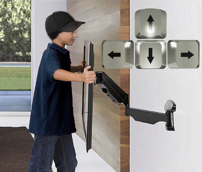 Tv beugel draaibaar - kantelbaar en in hoogte verstelbaar. Max muurafstand: 56,5 cm - max 55 inch -Max. 30 Kg.