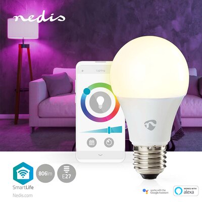 2 STUKS  Multicolour Lamp - Wi-Fi | E27 | 806 lm | 9 W | RGB / Warm tot Koel Wit | 2700 - 6500 K | Android™ / IOS | Peer