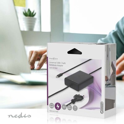 Notebook-Adapter GaN | 45 W | 5 / 9 / 12 / 15 / 20 V DC | 2.25 / 2.33 / 2.92 / 3.0 A | Gebruikt voor: Notebook / Smartphone / Tablet | Euro / Type-C (CEE 7/16)