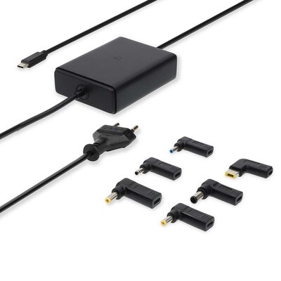 Notebook-Adapter GaN | 65 W | 5 / 9 / 12 / 15 / 20 V DC | 2.4 / 3.0 / 3.25 A | Gebruikt voor: Notebook / Smartphone / Tablet | Euro / Type-C