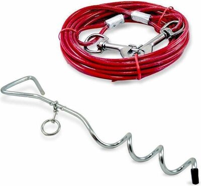 Hondenlijn - incl. aanlegspiraal - 4 meter - metaal/kunststof - grondpen