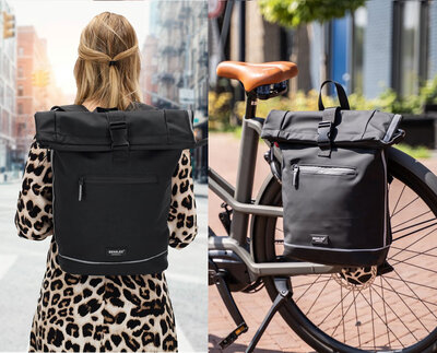 Superhandige waterproof Beagles Originals 2-in-1 Rugzak & Fietstas - Zwart