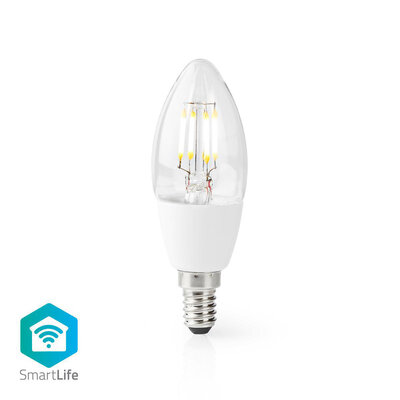 SmartLife LED Filamentlamp E14 | 400 lm | 5 W | Warm Wit | 2700 K | Glas | Android™ / IOS | Kaars | 1 Stuks