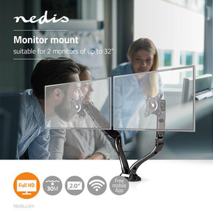 Bureau-monitorsteun - Dubbele monitorarm - Full-motion - 10 - 32" Bureau-monitorsteun - Dubbele monitorarm - Full-motion - 10 - 32"
