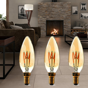 Dimbare LED-Filamentlamp Retro E14 - Kaars - 3 W - 100 lm - 3-Pack Dimbare LED-Filamentlamp Retro E14 - Kaars - 3 W - 100 lm - 3-Pack