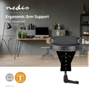 Ergonomische Armsteun | Draai- en Kantelbaar | Bureau | Met Muismat | Zwart Ergonomische Armsteun | Draai- en Kantelbaar | Bureau | Met Muismat | Zwart