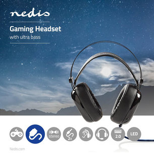 Headset - Over-ear - Ultra-Bass - LED-verlichting - 3,5-mm & USB-connectoren Headset - Over-ear - Ultra-Bass - LED-verlichting - 3,5-mm & USB-connectoren