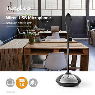Hoge kwaliteit, gevoelige desktop microfoon - USB - Zwart/Grijs - Noise Cancelling Hoge kwaliteit, gevoelige desktop microfoon - USB - Zwart/Grijs - Noise Cancelling