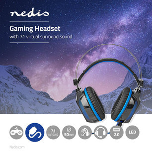 Gaming Headset - Over-ear - 7.1 Virtual Surround - LED Light - USB Connector Gaming Headset - Over-ear - 7.1 Virtual Surround - LED Light - USB Connector