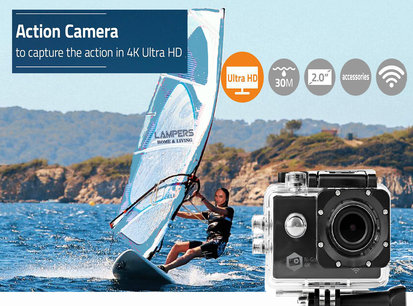 Action Cam - Ultra HD 4K - Wi-Fi - Waterdichte behuizing Action Cam - Ultra HD 4K - Wi-Fi - Waterdichte behuizing