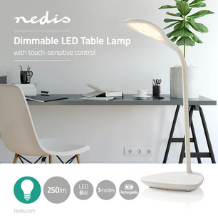 Dimbare LED-tafellamp - Aanraakbediening - 3 lichtmodi - Oplaadbare batterij - 250 lm Dimbare LED-tafellamp - Aanraakbediening - 3 lichtmodi - Oplaadbare batterij - 250 lm