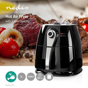 Heteluchtfriteuse - 3 liter - 30-minuten timer - Zwart Heteluchtfriteuse - 3 liter - 30-minuten timer - Zwart