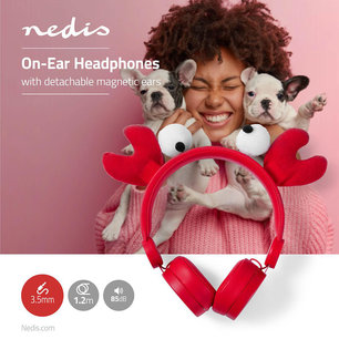Bedrade Koptelefoon - 1,2 m Ronde Kabel - On-Ear - Afneembare Magnetische Oren - Chrissy Crab - Rood Bedrade Koptelefoon - 1,2 m Ronde Kabel - On-Ear - Afneembare Magnetische Oren - Chrissy Crab - Rood