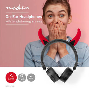 Bedrade Koptelefoon - 1,2 m Ronde Kabel - On-Ear - Afneembare Magnetische Oren - Danny Devil - Zwart Bedrade Koptelefoon - 1,2 m Ronde Kabel - On-Ear - Afneembare Magnetische Oren - Danny Devil - Zwart